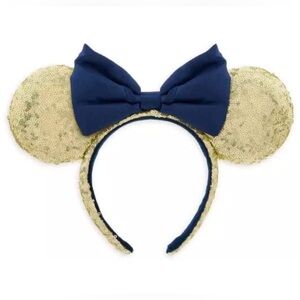 Disney Parks Ear Headband Gold Sequin Navy Blue Mickey Mouse Ears